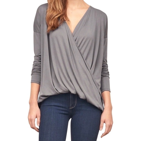 Abercrombie & Fitch Long Sleeve Wrap Blouse Top - Picture 1 of 10